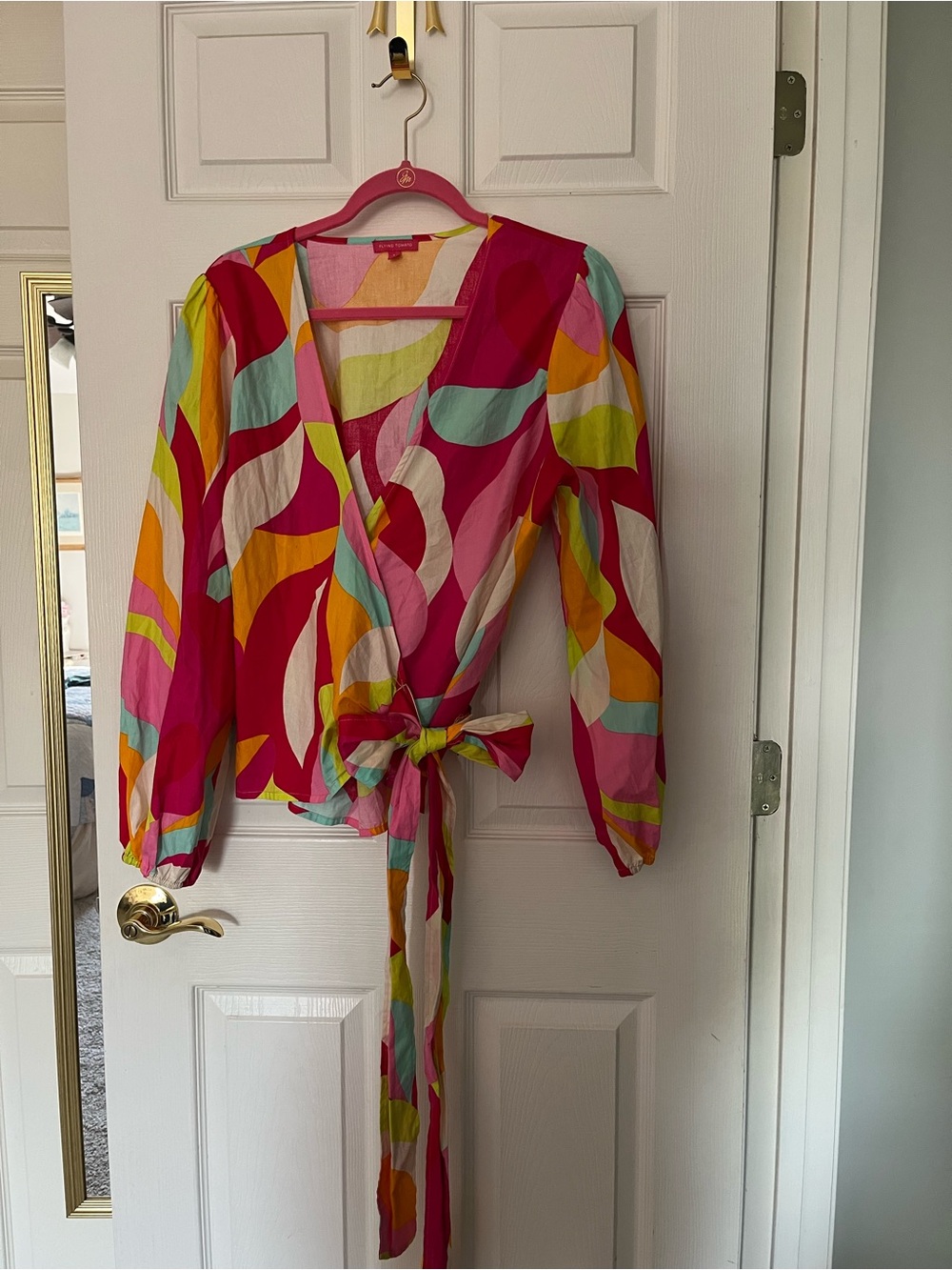Flying Tomato Fuchsia Multi-Color Wrap Blouse